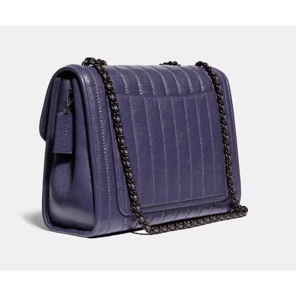 COACH Cadet Blue Leather Melody Shoulder Bag 29 With Quilting & Chain Link Strap - Picture 2 of 14